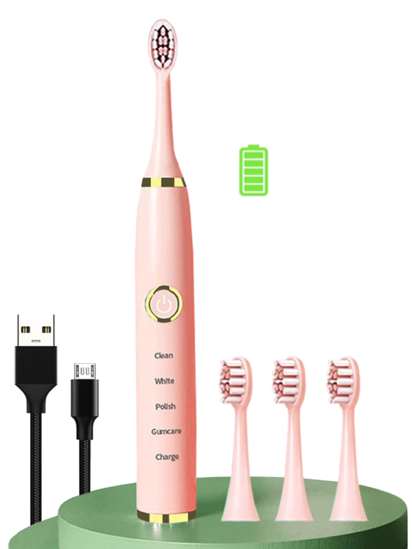 Dobíjecí sonický elektrický zubní kartáček s časovačem - Pink