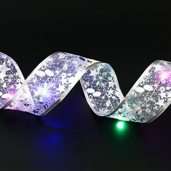 Vánoční stuha s LED ozdobami - Colorful silver
