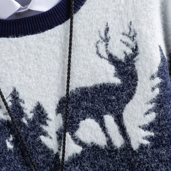 Stylový zimní svetr s jelenem - SE505Red, XXXL