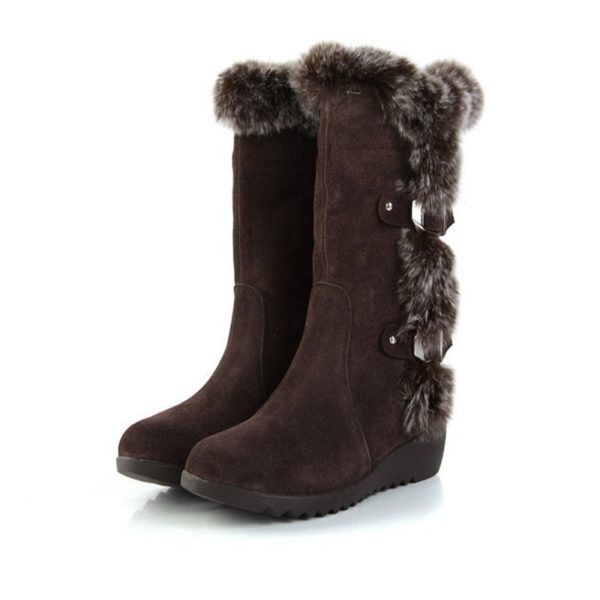 Dámské zimní boty s kožíškem FURRY - Brown, 42