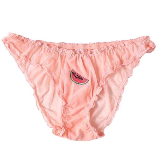Dámské kalhotky s nízkým sedem a volánky - Pink, XL