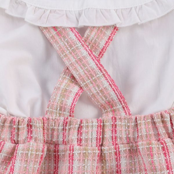 Dětský dívčí kostým košile s límečkem a kostkovaná sukně - Pink, 140