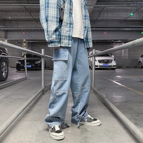 Pánské streetwear kalhoty na skateboard - Light blue, 5XL