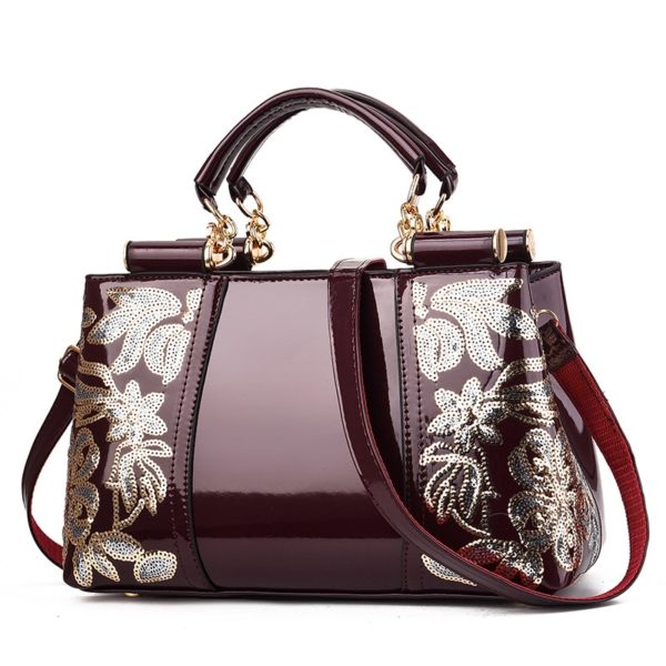 Luxusní dámská kožená kabelka přes rameno - Burgundy