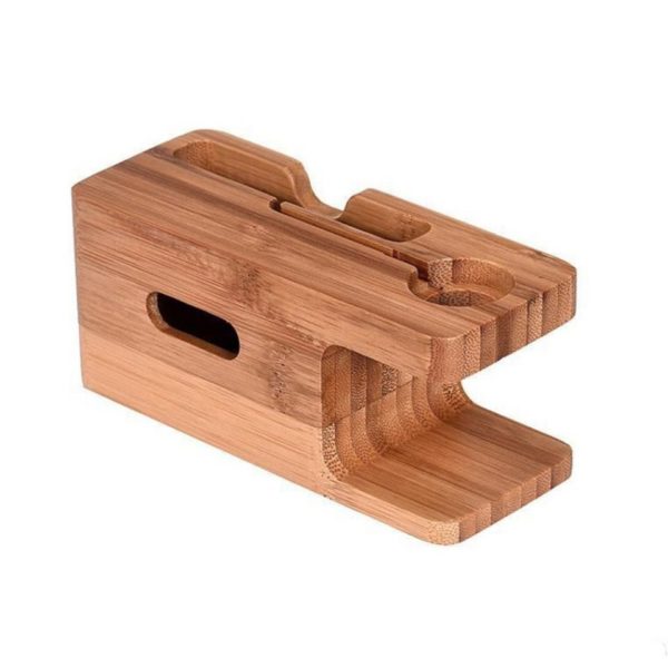 Dřevěný držák pro bezdrátové nabíjení 2 in 1