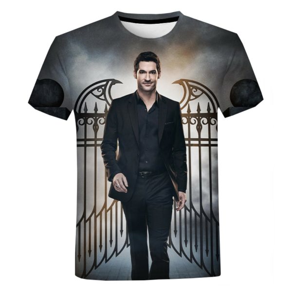 Pánské tričko s krátkým rukávem a 3D potiskem seriálu Lucifer - VIP8, 5XL