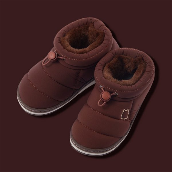Dětské zimní plyšové nazouvací boty - Coffee, 25