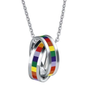 LGBTQ+ duhový dvojitý prsten na krk s řetízkem