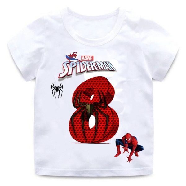 Dětské narozeninové tričko s potiskem Spiderman - bílé - 10, 150cm