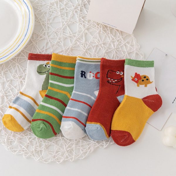 Dětské vysoké ponožky s roztomilým potiskem - 5 párů - Letter, XL (9-12)