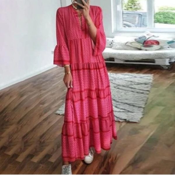 Dámské moderní dlouhé šaty Constance - Red, XXXL