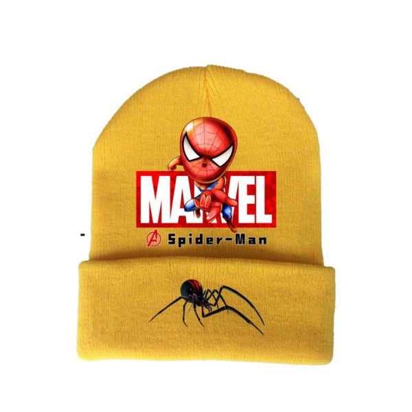 Dětská pletená čepice s potiskem Spiderman - žlutá - Color