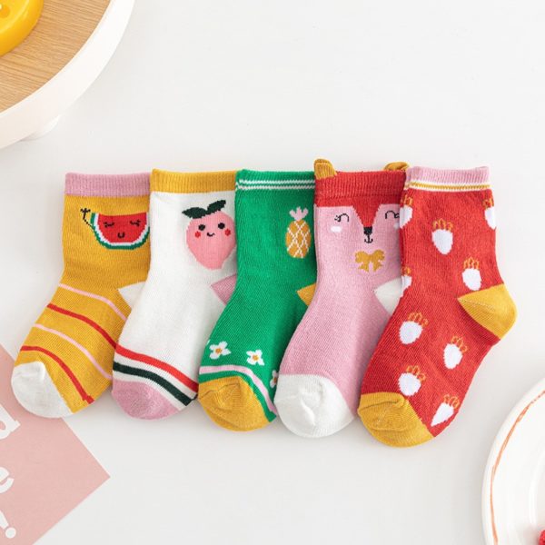 Dětské vysoké ponožky s roztomilým potiskem - 5 párů - Letter, XL (9-12)