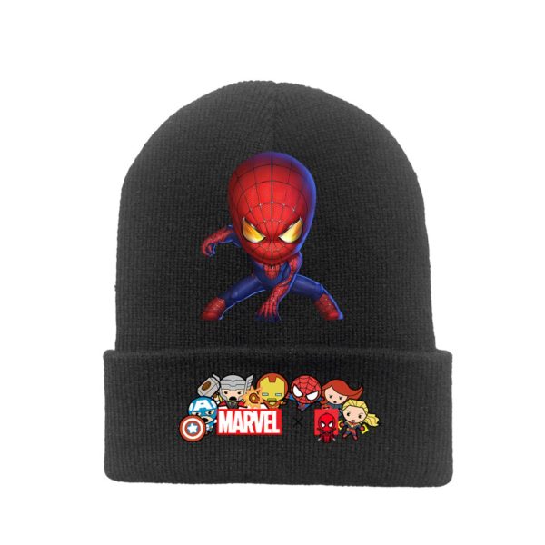 Dětská pletená čepice s potiskem Spiderman - černá - Apricot