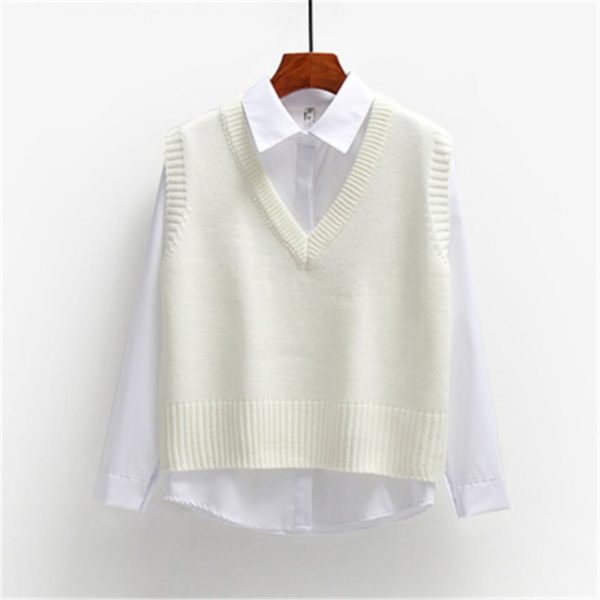 Dámská elegantní pletená vesta - White, XL