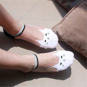 Dámské roztomilé průhledné ponožky - kotníkové - White