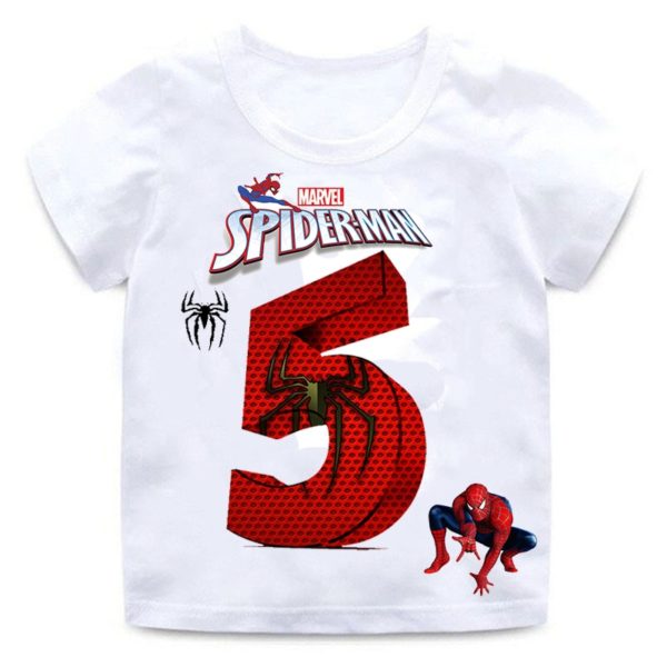 Dětské narozeninové tričko s potiskem Spiderman - bílé - 10, 150cm