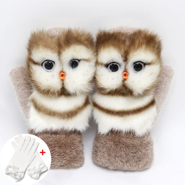 Roztomilé zimní palčáky s plyšovou dekorací mazlíčků - PP cat Adult