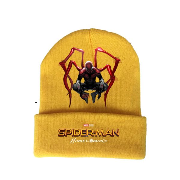 Dětská pletená čepice s potiskem Spiderman - žlutá - Color