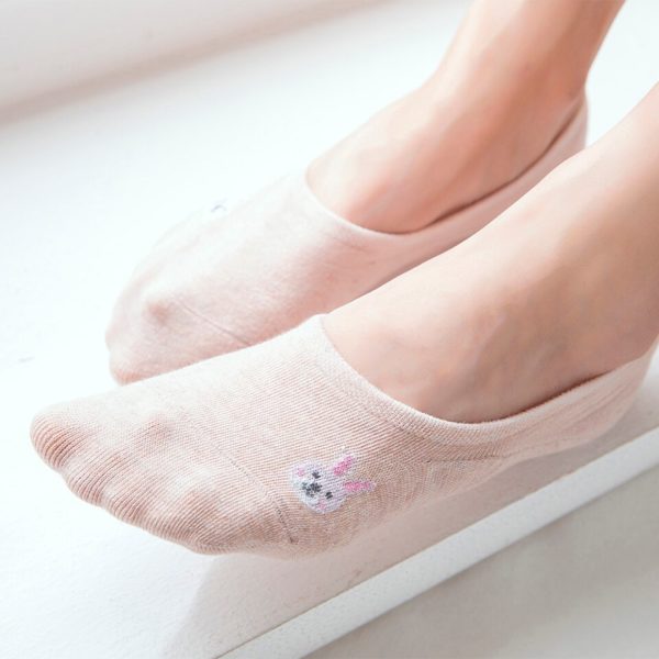 Dámské kotníkové ponožky s decentním potiskem - 5 párů