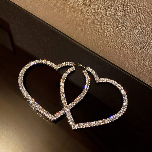 Dámské módní křišťálové náušnice ve tvaru srdce - 2 barvy - Silver