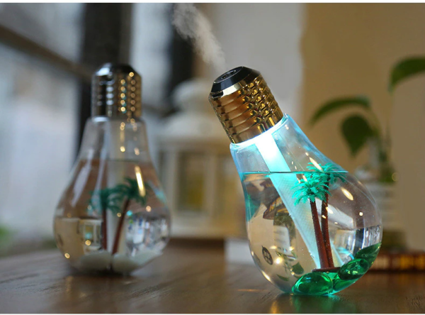 Aroma difuzér / zvlhčovač s LED osvětlením ve tvaru žárovky