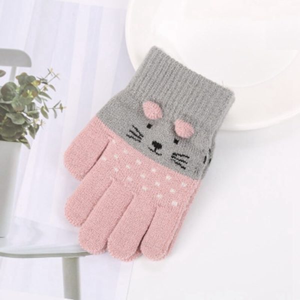 Dětské zimní rukavice s kočkou A125 - 6