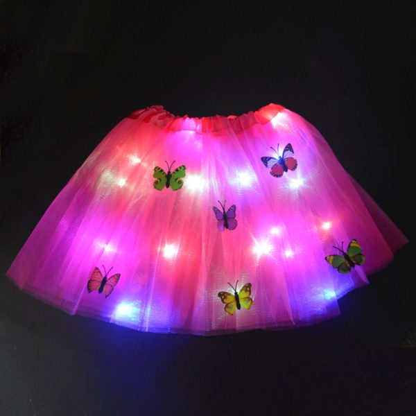 Dětská svítící sukně zdobená motýlky - Pompon-white-skirt