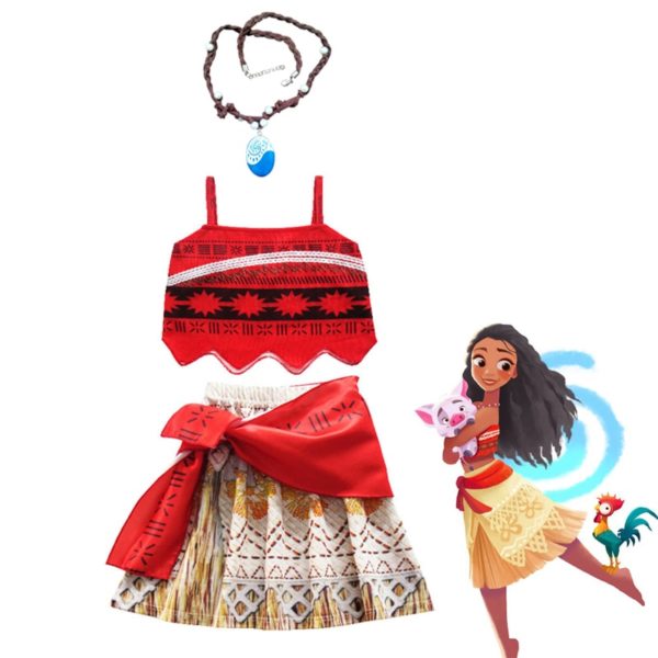 Krásný princeznovský kostým pro dívky - Vaiana - 04, 10-let