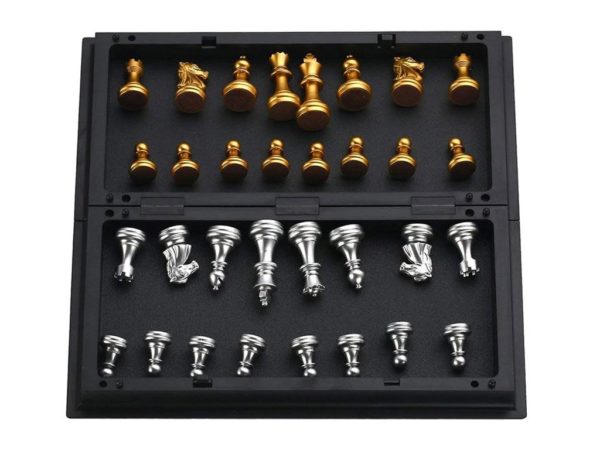 Magnetické zlato-stříbrné šachy 25x25 cm