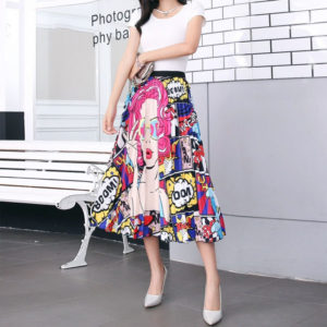 Dámské maxi sukně s barevným vzorem Beu02