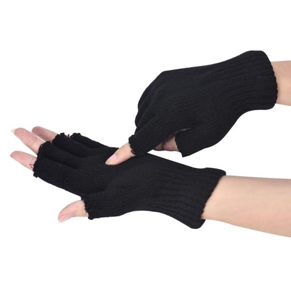 Dámské pletené rukavice bez prstů - Černé