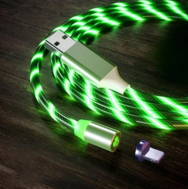 Svítící rychlo nabíjecí magnetický kabel na telefon - Green-for-micro-2