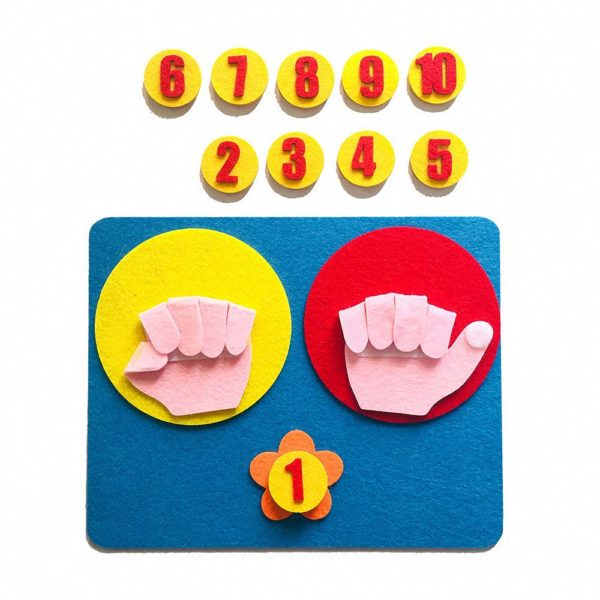Matematická vzdělávací předškolní hra s prsty a čísli - sada plstěných čísel