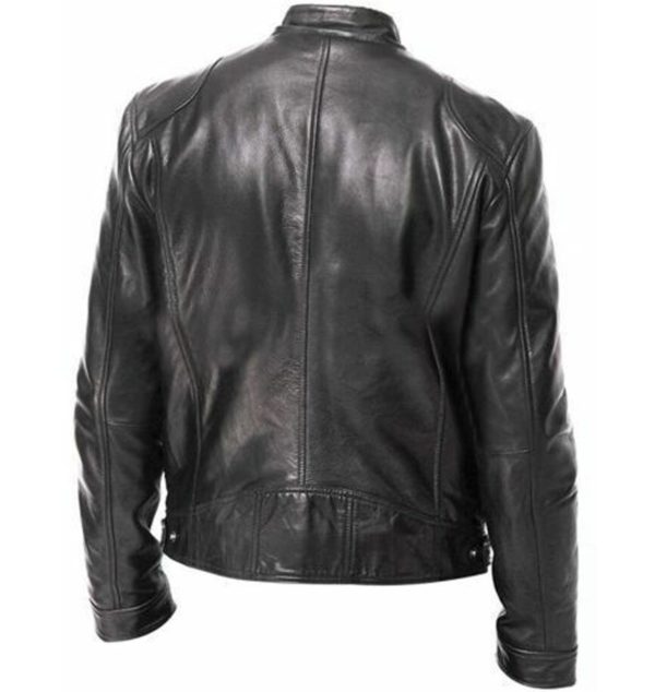 Pánská kožená bunda, zimní vintage, zip, motorkářská bunda, módní stojaté kapsy na límci, pánská tvrdá bunda, kabát - Khaki, 5xl