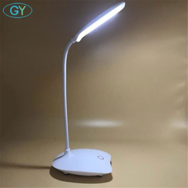 Bílá LED lampa s USB nabíjením připevnitelná na stůl