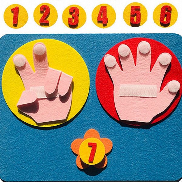 Matematická vzdělávací předškolní hra s prsty a čísli - sada plstěných čísel