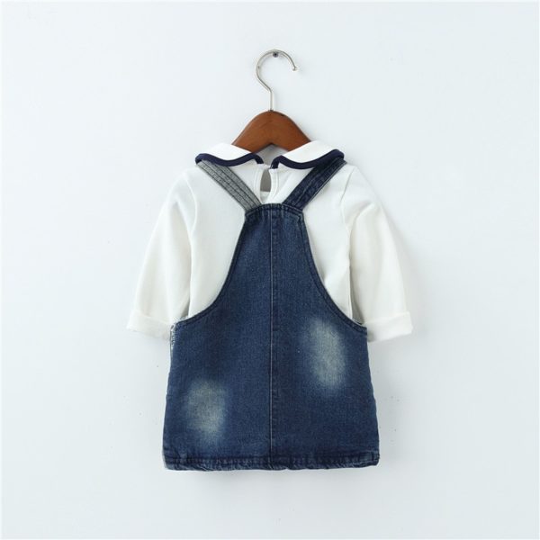 Dětská souprava pro miminko -  džínové šaty s králíčkem - Blue, 4T